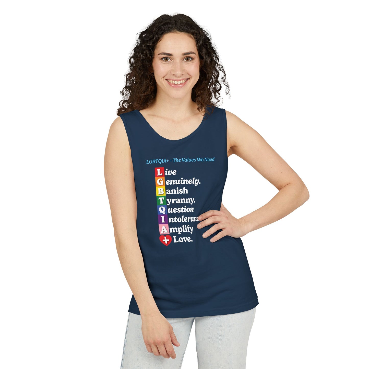 LGBTQIA+ Values Tank Top “Banish Tyranny” Edition