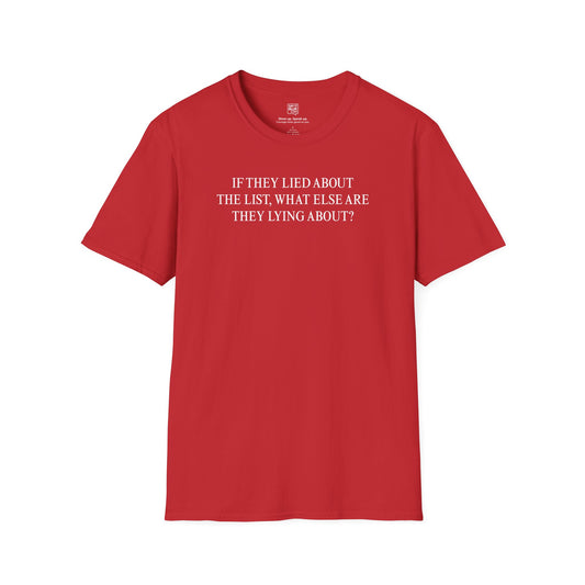 “The List” T-Shirt – MAGA Red, Bold Truth T-Shirt (Unisex Softstyle)