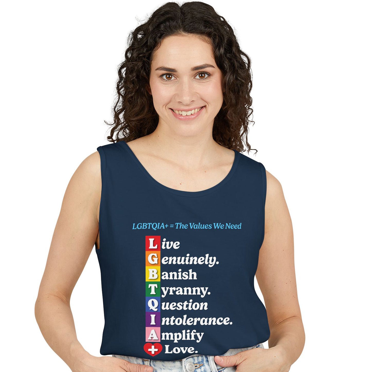 LGBTQIA+ Values Tank Top “Banish Tyranny” Edition
