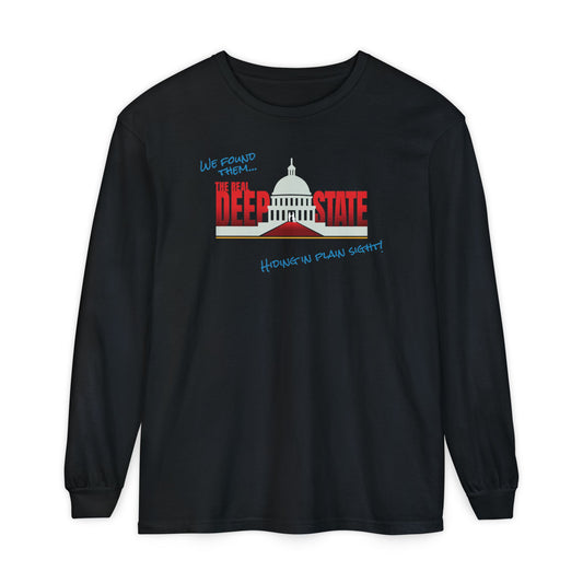 The Real Deep State Unisex Long Sleeve Tee – Political Graphic Shirt for Activists, Educators & Truth-Seekers